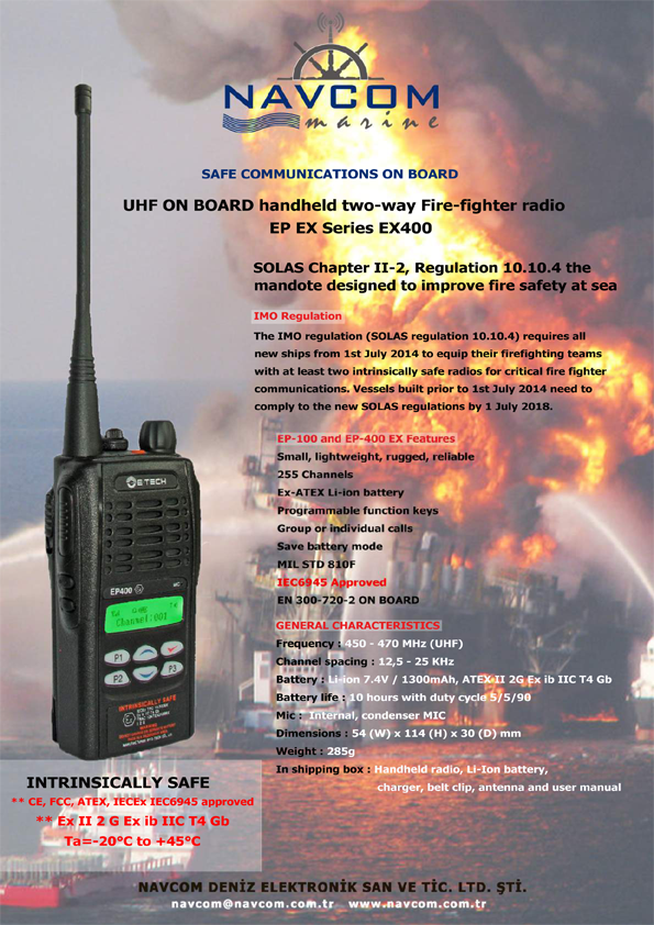 E-TECH ATEX Firefighter UHF - VHF HH Radio